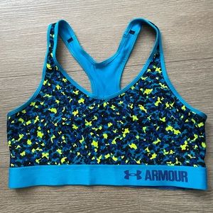 Under Armour sports bra. Color: blue camo. Size: large